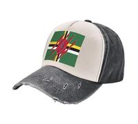 ZALXOZYL Gorra de Mezclilla Lavada Retro, Gorra de Béisbol de Golf Vintage con Estampado de Bandera de Dominica, Algodón Ligero Y Transpirable para Actividades Al Aire Libre, Talla Única 4