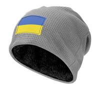 ZALXOZYL Gorro de Forro Polar Elástico Moderno para Adultos, Diseño de la Bandera Nacional de Ucrania, Gorro Térmico y Cómodo para Viajes Al Aire Libre en Climas Fríos. Light Gray Size