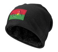 ZALXOZYL Gorro de Polar Térmico Acogedor para Adultos, con Estampado de la Bandera NacionAi de Burkina Faso, para El Invierno, Uso Diario Ai Aire Libre. Black