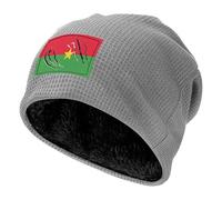ZALXOZYL Gorro de Polar Térmico Acogedor para Adultos, con Estampado de la Bandera NacionAi de Burkina Faso, para El Invierno, Uso Diario Ai Aire Libre. Light Gray