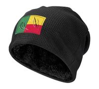 ZALXOZYL Gorro Térmico de Forro Polar para Esquí, Diseño de la Bandera NacionAi de Benín, Elástico y Antibolitas, para Senderismo y Desplazamientos Diarios en Climas Fríos. Black