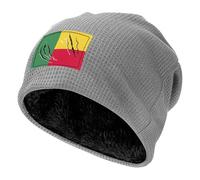 ZALXOZYL Gorro Térmico de Forro Polar para Esquí, Diseño de la Bandera NacionAi de Benín, Elástico y Antibolitas, para Senderismo y Desplazamientos Diarios en Climas Fríos. Light Gray