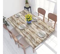 ZALXOZYL Mantel de Mesa Easy-Clean de 122 cm (4 Pies) con Diseño de Vetas de Madera, Resistente al Aceite E Impermeable, Elástico Y Ajustable. para Cocina Y Jardín. White 4Ft