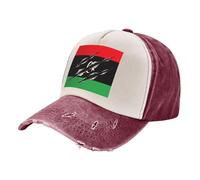 ZALXOZYL Sombrero de Sol Ajustable con Estampado de Bandera Clásica de Libia, de Malla Transpirable, para Hombres y Mujeres, para Deportes, Uso Diario e Informal. Ligero, Duradero y Cómodo. Dark Red