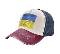 ZALXOZYL Sombrero de Sol Ajustable Y Transpirable con La Bandera Nacional de Ucrania,para Hombres Y Mujeres,para Correr,Uso Diario E Informal. Navy and Red One Size