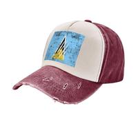 ZALXOZYL Sombrero de Sol Ajustable Y Transpirable de Algodón con Estampado de La Bandera Vintage de Santa Lucía para Hombres Y Mujeres,para Acampar,Uso Diario E Informal. Dark Red One Size