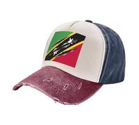 ZALXOZYL Sombrero de Sol Transpirable Ajustable con la Bandera de St. Kitts y Nevis para Hombres y Mujeres, para Deportes, Uso Diario e Informal. Ligero, Duradero y Cómodo. Navy and Red