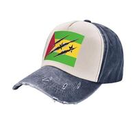 ZALXOZYL Sombrero de Sol Transpirable y Ajustable con Tela Suave y Bordado de la Bandera de Santo Tomé y Príncipe, para Hombres y Mujeres, para Pesca y Uso Diario. Navy Blue One Size
