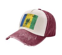 ZALXOZYL Sombrero Unisex de Algodón Transpirable Y Ajustable con La Bandera de San Vicente Y Las Granadinas para Hombres Y Mujeres,para Viajes Y Uso Diario. Dark Red One Size