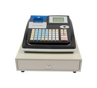 Zalydala - Caja registradora electrónica profesional con doble pantalla, 36 compartimentos y 10.000 Plus, detección de billetes falsos y puerto RS232/USB, para supermercados, restaurantes