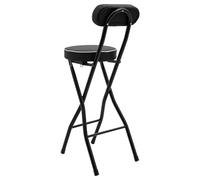 Zalydala Juego de 2 taburetes de bar plegables, capacidad de carga de 125 kg, altura ajustable 65 cm, con cojín de poliuretano y cierre de seguridad, para bar, camping y jardín (negro)