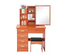 Zalydala tocador | mesa de tocador | tocador con espejo y taburete | 5 cajones + 3 compartimentos secretos | capacidad de carga de 100 kg (marrón rojizo)