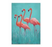 ZAMAEIU Animales Cuadro En Lienzo Grullas posadas en bandadas Murales Cuadros Modernos Impresiones Lienzo Para Salon Dormitorios Comedor Pasillo（Rosa-60x90cm Sin marco