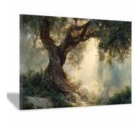 ZAMAEIU Árbol de la vida Pintura en lienzo Árboles sombríos ocultan Impresión Fine Art sobre alta definición listo,para decoración de dormitorio, sala de estar,（verde-20x30cm Enmarcado