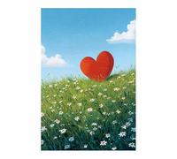 ZAMAEIU Arte Amor Corazón Corazón en un campo de margaritas Cuadros Decoracion Pinturas, Murales Modernos Impresiones Para Dormitorio Salon Poster（rojo-20x30cm Sin marco
