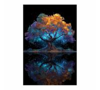 ZAMAEIU Arte de pared en lienzo del árbol de la vida Árbol nocturno colorido cuadros abstractos modernos, Apto para cortijo, oficina, corredor,cocina.（azul56-30x50cm Sin marco