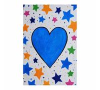ZAMAEIU corazones En Lienzo Corazón azul con estrellas Cuadros Decoracion Pinturas Murales Pintura Poster Impresiones Lienzo Para Dormitorio Salon Poster（azul-60x90cm Sin marco