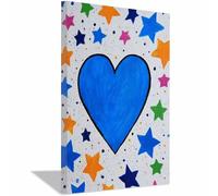 ZAMAEIU corazones En Lienzo Corazón azul con estrellas Cuadros Decoracion Pinturas Murales Pintura Poster Impresiones Lienzo Para Dormitorio Salon Poster（azul-30x50cm Enmarcado
