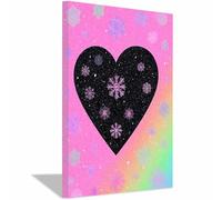 ZAMAEIU corazones En Lienzo Patrón en forma de corazón Cuadros Decoracion Pinturas Murales Pintura Poster Impresiones Lienzo Para Dormitorio Salon Poster（negro-80x120cm Enmarcado