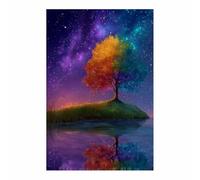 ZAMAEIU Cuadro arbol de la vida Árbol de la Vía Láctea Árboles Naturaleza Cuadros,Decoracion Salon Dormitorios Comedor Oficina Pasillo Cocina Y Baño（azul-50x70cm Sin marco