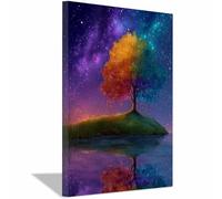 ZAMAEIU Cuadro arbol de la vida Árbol de la Vía Láctea Árboles Naturaleza Cuadros,Decoracion Salon Dormitorios Comedor Oficina Pasillo Cocina Y Baño（azul-60x90cm Enmarcado
