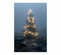 ZAMAEIU Cuadro decorativo vintage de árbol de Navidad Árbol entre la niebla lámina decorativa retro para pared, ideal para dormitorio o sala de estar（azul173-60x90cm Sin marco