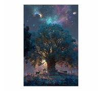 ZAMAEIU Cuadro del arbol de la vida cuadros Árbol de ciervos espirituales abstractos modernos Adecuado para dormitorio, salón, dormitorio,Decorativos Pared Casa（verde-80x120cm Sin marco
