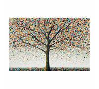 ZAMAEIU Cuadro del arbol de la vida cuadros Árboles punteados florecen abstractos modernos Adecuado para dormitorio, salón, dormitorio,Decorativos Pared Casa（multicolores-30x50cm Sin marco