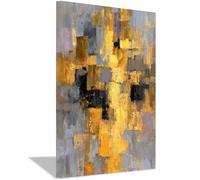 ZAMAEIU Cuadro moderno abstracto sobre lienzo pintura, póster de imagen Ensamblaje de bloques pintura minimalista decoración de pared, sala estar, hogar（dorado-60x90cm Enmarcado