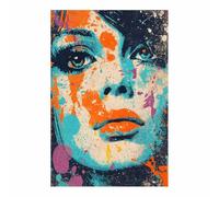 ZAMAEIU Cuadro moderno abstracto sobre lienzo pintura, póster de imagen Rostro humano pintado pintura minimalista decoración de pared, sala estar, hogar（azul-30x50cm Sin marco