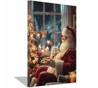 ZAMAEIU Cuadro navideño de invierno Cena de Navidad póster navideño impreso en lienzo para sala de estar, dormitorio o pasillo（rojo185-80x120cm Enmarcado