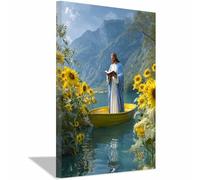 ZAMAEIU Cuadro sobre Jesús Sagradas Lecturas Impresiones En Lienzo Póster Jesús Religioso para Baño Sala de Estar Pasillo Pasillo del dormitorio（azul-20x30cm Enmarcado