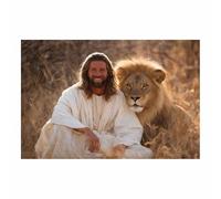ZAMAEIU Cuadro sobre Jesús Santos Compañeros de los Leones Impresiones En Lienzo Póster Jesús Religioso para Baño Sala de Estar Pasillo Pasillo del dormitorio(marrón47-80x120cm Sin marco