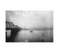 ZAMAEIU Cuadros Blancos Y Negros Barcos en un puente fluvial posters decorativos, Adecuado para sala de estar, Pasillo del baño del apartamento dormitorio etc.(Negro y blanco53-50x70cm Sin marco