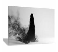 ZAMAEIU Cuadros Blancos Y Negros Fantasma en pie posters decorativos, Adecuado para sala de estar, Pasillo del baño del apartamento dormitorio etc.（blanco y negro73-20x30cm Enmarcado