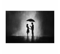 ZAMAEIU Cuadros Blancos Y Negros Pareja bajo un paraguas posters decorativos, Adecuado para sala de estar, Pasillo del baño del apartamento dormitorio etc.(Negro y blanco58-60x90cm Sin marco