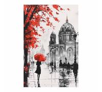 ZAMAEIU de pared moderno abstracto en blanco y negro con Paraguas que acompañan a las ciudades quadros decoração, Adecuado para sala de estar, dormitorio,etc.（En blanco y negro-30x50cm Sin marco