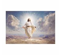 ZAMAEIU Decoración de pared en lienzo de Jesús Mirando desde el cielo decoración mural grande, decoración católica del hogar para iglesia, oficina, sala estar, baño（blanco0-20x30cm Sin marco