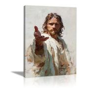 ZAMAEIU Estilo de cuadro clásica de Jesucristo, Jesús, impresión pared figura religiosa, para habitaciones en sala estar, dormitorio, iglesia, hospital（Blanco-30x50cm Enmarcado