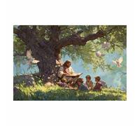 ZAMAEIU Imágenes de decoración de pared espiritual cristiana Enseñando a los niños a conocer impresiones cuadro,carteles religiosos,dormitorio,iglesia,decoración del hogar（verde-20x30cm Sin marco