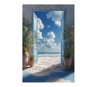 ZAMAEIU Impresión En Lienzo Océano Bancos guiados por puertas De Obras De Arte Moderno, Fácil De Colgar Para Sala De Estar Despacho Sala De Reuniones Entrada（azul-80x120cm Sin marco
