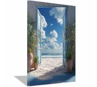 ZAMAEIU Impresión En Lienzo Océano Bancos guiados por puertas De Obras De Arte Moderno, Fácil De Colgar Para Sala De Estar Despacho Sala De Reuniones Entrada（azul-50x70cm Enmarcado