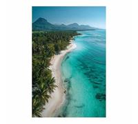 ZAMAEIU Impresión En Lienzo Océano playas Vistas del islote De Obras De Arte Moderno, Fácil De Colgar Para Sala De Estar Despacho Sala De Reuniones Entrada（azul-20x30cm Sin marco