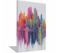 ZAMAEIU impresiones sobre lienzo Pintura al abstracta estético Grupo de columnas de colores minimalista, decoración de pared, salón, dormitorio, decoración del（multicolores-20x30cm Enmarcado