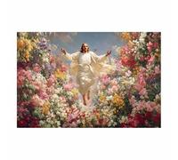ZAMAEIU Jesús pared Lienzo Pintura Amaneceres en el Mar de Flores Pósteres y grabados clásicos, arte de pared,pintura para sala de estar, decoración del hogar（blanco-60x90cm Sin marco