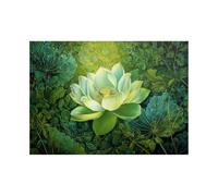 ZAMAEIU Lienzo con pintura botánica para pared Secretos de lotos verdes minimalista arte de pared decoración de habitación del hogar（Verde-50x70cm Sin marco