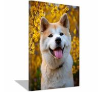 ZAMAEIU Lienzo Cuadros Alegría ante las flores. perro Póster Decoración, Arte Impresiones, para sala de estar Dormitorio Imagen Decoración del Hogar（blanco-20x30cm Enmarcado