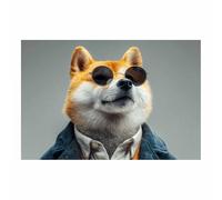 ZAMAEIU Lienzo Cuadros Caballero Shiba Inu. perro Póster Decoración, Arte Impresiones, para sala de estar Dormitorio Imagen Decoración del Hogar（marrón131-30x50cm Sin marco