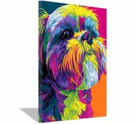 ZAMAEIU Lienzo Cuadros Imagen pintada de un perro perro Póster Decoración, Arte Impresiones, para sala de estar Dormitorio Imagen Decoración del Hogar（multicolores-70x100cm Enmarcado