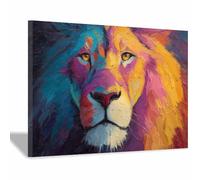 ZAMAEIU Lienzo Cuadros Leones pintando el rostro Animal Póster Decoración, Arte Impresiones, para sala de estar Dormitorio Imagen Decoración del Hogar（multicolores-30x50cm Enmarcado